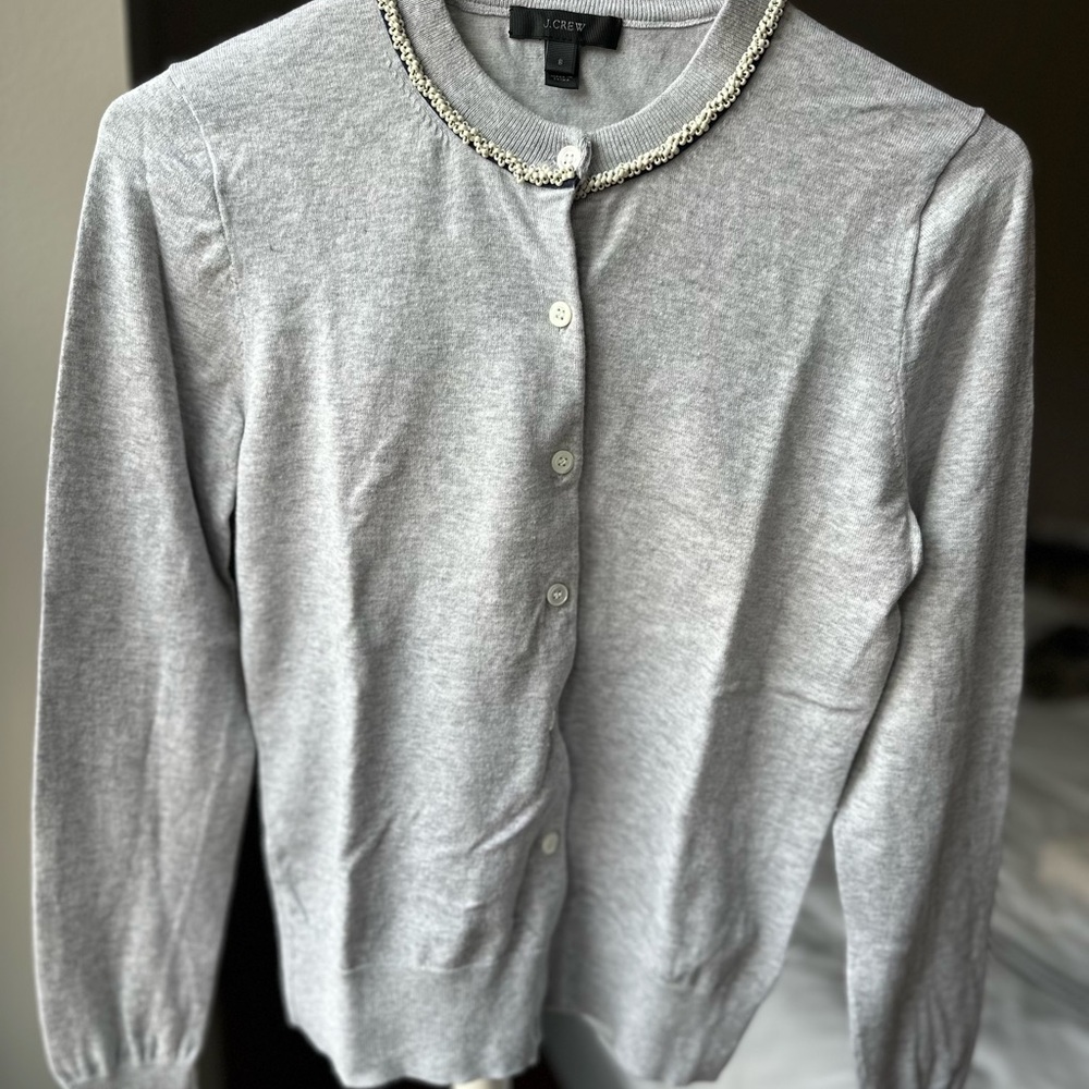J. Crew Light Gray Sweater with Beaded Detail - Picture 3 of 3